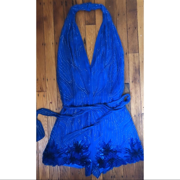 Free People (FP) Bella Sequin Romper - Blue - Picture 2 of 5